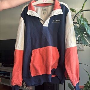 L.L. Bean Navy and Red Collared Pullover